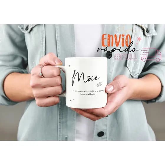 Caneca Dia das Mães 325ml Cerâmica + Tag Presente
