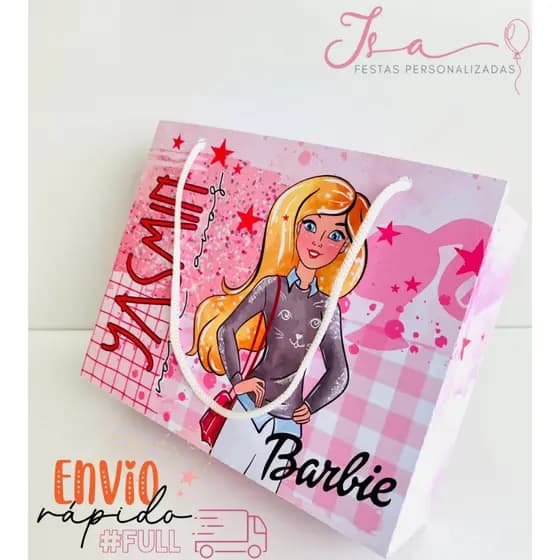 Sacolinhas Barbie Personalizadas Kit Festa Infantil Pegue e Monte