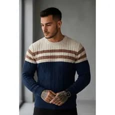 Sueter Masculino Listrado Tricô Premium Inverno Blusa de Frio Masculina