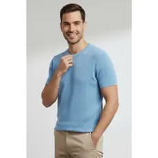 Camiseta Masculina Texturizada Casual Tricô