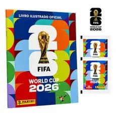 Álbum Copa Do Mundo Fifa 2026 capa mole + 5 Pacotes 35  Figurinhas