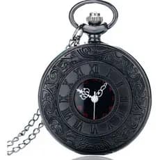 Relógio De Bolso Steampunk Preto Com Corrente Retro Vintage