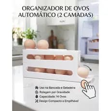 Porta Ovos Organizador Automático com Rolagem Inteligente - Dispenser para Geladeira e Bancada
