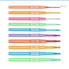 Anlyy 10 Peças 2 0mm-7 0mm Conjunto Gancho Crochê Ergonômico Agulha Colorida Tricô Para