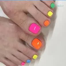 Anlyy 24 Peças Designs Unhas Falsas Brilhantes, Curtas, Quadradas, Cobertura, Prensa Nas Dos Pés
