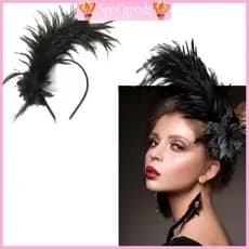 vava Pena Headpiece Cosplay Argola Cabelo 1920 Acessório Para Coquetéis Festa Casamento