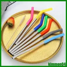 kim 10 Pcs 304 Tampa Palha Aço Inoxidável Silicone Adequada Para Bocal 8mm Conjunto