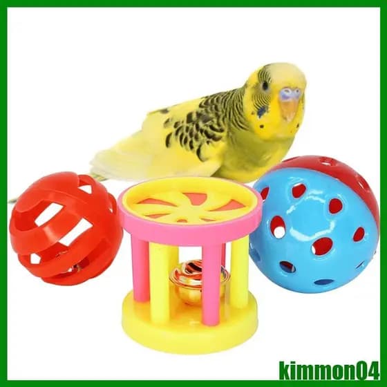Conjunto 3 Peças Brinquedos Para Gaiola Pássaros kim Papagaio Calopsita Brinquedo Interessante Treinamento A