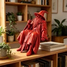 blg Fantasy Wizard Estatueta Sentada Para Decorações Estantes E Mesa