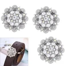 planplan 3 Peças Elegantes Strass Fivelas Cinto Parafuso Botão Conchas Decorativas Para Bolsa Couro Artes