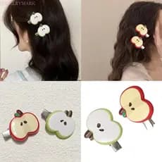 Judeu 2 Grampos Cabelo Frutas Desenho Animado, Presilha Lateral Resina Para Meninas