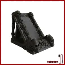 TAKE Suporte Telefone Preto Fosco Moldura Caveira Gótica Mesa Para Leitura, Streaming Bate-Papo