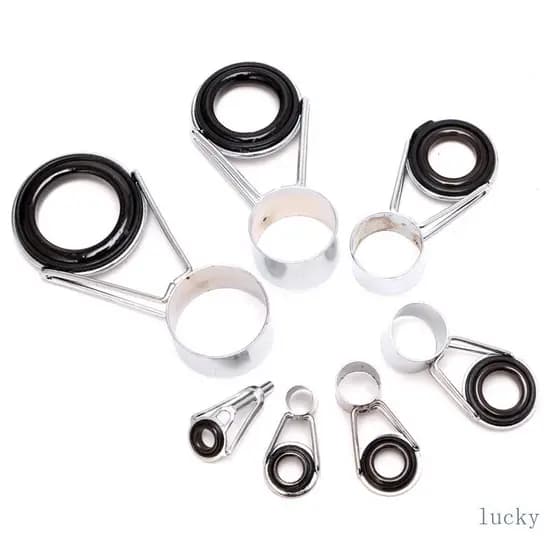 7Pcs Guias Telescópicos Vara Pesca Conjunto Anéis Superiores Acessórios Reparo Jangada