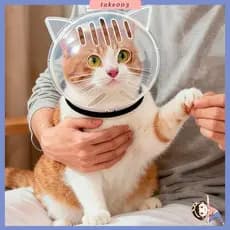 TAKE03 Capacetes Espaciais Para Gatos Estimação Cones Cabeça Respiráveis Focinho Bolha Evitar Mordidas