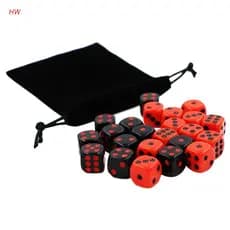 Huwai 24 Pçs / Set 16mm Rodada Ponto Canto Rpg Jogos Cubo Do Partido Jogo Tabuleiro Preto Vermelho Saco Veludo