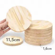 Kit 10 Placa Redonda Bolacha Madeira Pinus Base Artesanato