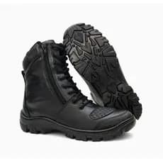 Bota Coturno Masculina Motociclista Tratorada Militar Zíper Lateral Cano Alto Motoqueiro Preta Top