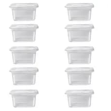 Jogo de Potes Conjunto 10 unidades Plástica 900 ML Com Tampa Marmita Fit
