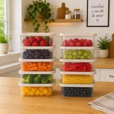 Potes Plástico, 800 ml Retangular Para Microondas Freezer Geladeira