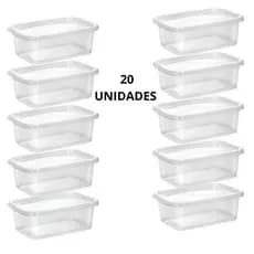 Kit 20 Potes 500 ML Retangular Marmita Fit Jogo de Potes Livres de BPA Congelador