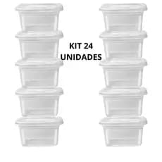 Kit 24 Potes 500ml Quadrado Marmitas Fitness Saladas Com Vedação MIcroondas