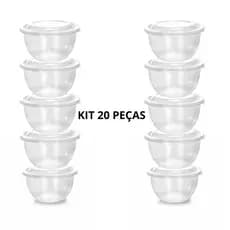 Kit 20 Potes 350 ml Bowl Lembrancinha Transparente Livre de BPA Microondas Freezer