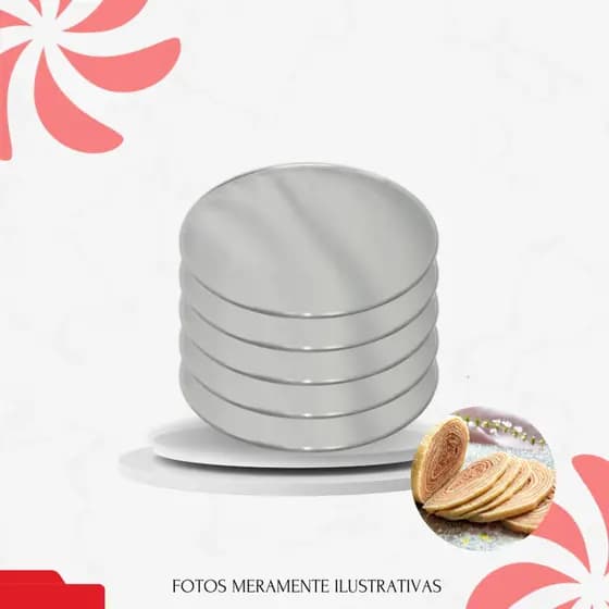 KIT C/5 FORMAS BOLO DE ROLO REDONDA 17CM