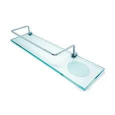 Porta Shampoo Com Saboneteira Em Vidro Incolor (40 Cm)