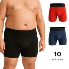 Kit 10 Cuecas Boxer  Plus Size Masculina  Microfibra Lisa