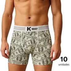 Kit 10 Cuecas Box Boxer Microfibra Estampada Forro 100% Algodão Masculino Adulto