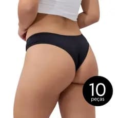Kit 10 Calcinhas Tanga Conforto Microfibra Faminino Micro Fibra Liso