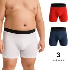 Kit 3 Cuecas Boxer Plus Size Masculina Adulto Premium Liso