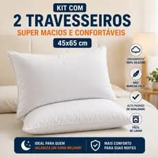 Kit 2 Travesseiros 45x65 Silicone Premium | Super Macios | Não Murcha | Macios, Altos e Confortáveis