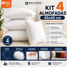 Kit 4 Almofadas 45x45 Silicone | Enchimento Macio e Cheio | Ideal para Capas Decorativas