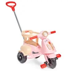 Triciclo Infantil Vespita Calesita Motoca C/ Buzina Com Haste Empurrador e Proteção Lateral