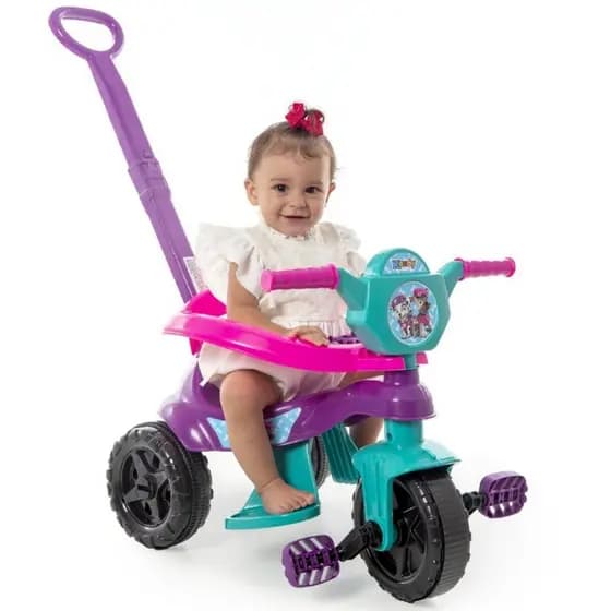 Velotrol Infantil Motoca Triciclo Kendy  Patrulha Canina Proteção Lateral Pedal Empurrador