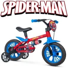 Bicicleta SPIDER MAN Infantil - Aro 12 com Rodinhas de Equilíbrio Garrafinha de Água Nathor