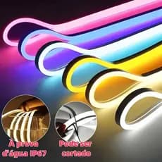 Fita de Led Mangueira Neon 5 Metros Corte 2.5cm Flex 12v Alto Brilho Com ou Sem Fonte- Varias Cores