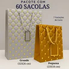 Kit com 12 Sacolas de Presente Pequena(23cmX18cmx10) ou Grande (32cmx26cmx12) Pacote c/12 Unidades