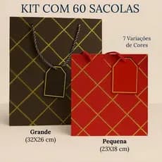 Pacote com 12 Sacolas Luxo para Presente Trançada Pequena(23X18cmX10cm) ou Grande (32x26cmx12cm)