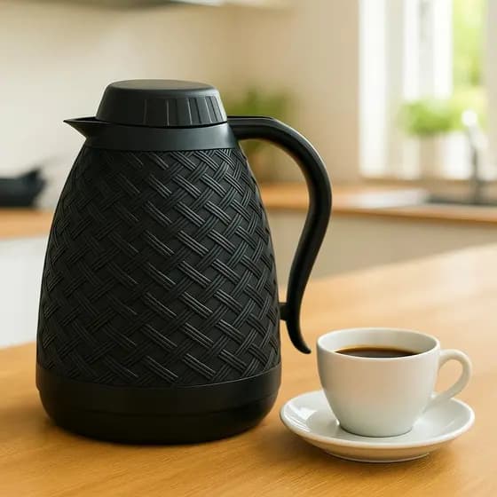 Garrafa Térmica Rattan 400ml Design Elegante, Conserva Bebidas Quentes,Frias, Ideal p/Café e Chá TOP