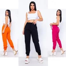 Calça Feminina Jogger Bomber Com Bolso Colorida Cós Com Elástico - VARIAS CORES