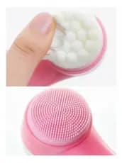 Escova de Limpeza Facial 2 em 1 Esponja Cerdas Macias Ponta Dupla de Silicone Esfoliante
