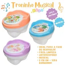 Troninho Infantil Musical 2x1 Penico Assento Redutor Criança Menino Menina