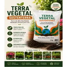 Substrato Terra Vegetal Premium 2kg Flores Hortas Vasos - Adubada Orgânica 2kg - Jardim - Grama - Plantas - SUSTENTERRA