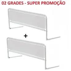 Kit Com 2 Grades Para Cama - Proteção Tela Segurança Crianças - Bebê E Idosos - Serve cama Normal e Box - Altura 45cm