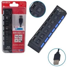 Hub Usb 2.0 Com 7 Portas Velocidade De 480mbps