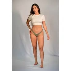 Conjunto Feminino Cropped Manga Curta Blusinha Proteçao Solar Uv Calcinha Fio Asa Delta Moda Praia