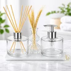 Kit  Banheiro Lavabo Vidro Picollo 250ml com Vaso Decorativo + Bandeja