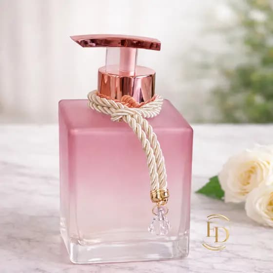 Saboneteira Cubo Rosa Prime Luxo em Vidro 250ml